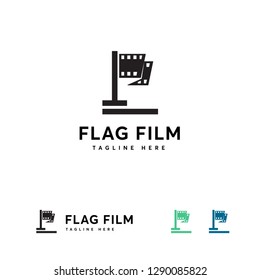 Flag Film Logo designs vector, Victory Movie logo template