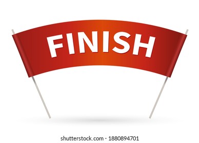 Flag finish for the race. streamers of Finish in flat style. Red colors of Finish line. vector illustration isolated on white.