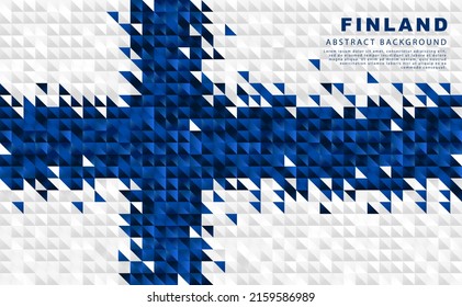 Flag of Finland. Abstract background of small triangles in the form of colorful blue and white stripes of the Finnish flag. Vector illustration.