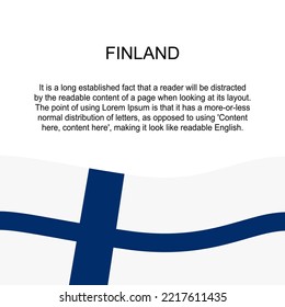 Flag of Finland for banner in square white background. Finland flag with space for text. Finland square banner with flag . vector illustration eps10