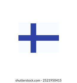 Bandera de Finlandia con Cruz Azul sobre Blanco. Diseño de icono de Vector.