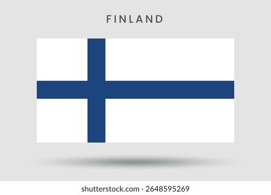 A bandeira da Finlândia com uma cruz nórdica azul sobre um fundo branco.