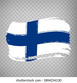 Flag of Finland, brush stroke background.  Flag Republic of Finland on transparent background for your design. EPS10.