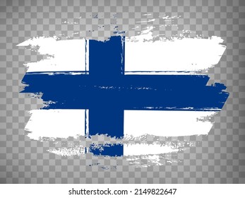 Flag of Finland brush stroke background.  Flag Finland on transparent backrgound for your web site design, app, UI.  Stock vector. EPS10.