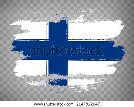 Flag of Finland brush stroke background.  Flag Finland on transparent backrgound for your web site design, app, UI.  Stock vector. EPS10.