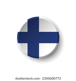 The flag of Finland. Button flag icon. Standard color. Circle icon flag. 3d illustration. Computer illustration. Digital illustration. Vector illustration.