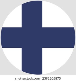 The flag of Finland. Button flag icon. Standard color. Circle icon flag. Computer illustration. Digital illustration. Vector illustration.