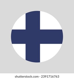 The flag of Finland. Button flag icon. Standard color. Circle icon flag. Computer illustration. Digital illustration. Vector illustration.
