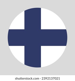The flag of Finland. Button flag icon. Standard color. Circle icon flag. Computer illustration. Digital illustration. Vector illustration.