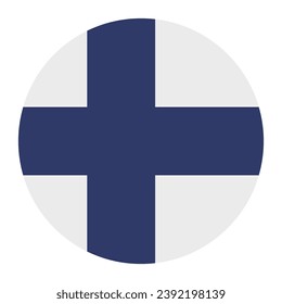 The flag of Finland. Button flag icon. Standard color. Circle icon flag. Computer illustration. Digital illustration. Vector illustration.