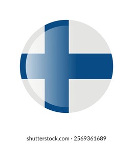 The flag of finland. Circle icon flag. Button flag icon. Standard color. 3d illustration. glossy circle badge	