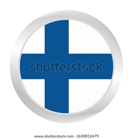 Flag of Finland. Circle flag icon logo. Round flag. Flag icon. Standard color. Digital illustration. Vector illustration.	