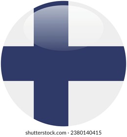 Flag of Finland. Finland circle flag icon. Standard color. Circle icon flag. 3d illustration. Computer digital vector illustration.