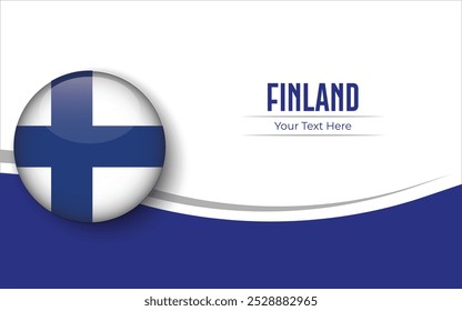 Bandera de Finlandia Círculo aislado sobre fondo blanco con texto. Anuncio, Póster, Vector, Plantilla, Maqueta, Fondo, Redes Sociales, Publicación, 3D.