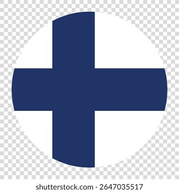 Bandeira da Finlândia. Finlândia bandeira círculo ícone logotipo ícone computador vetor ilustração design. Fundo de tabuleiro de xadrez transparente.
