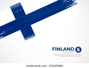 Flag of Finland with creative painted brush stroke texture background