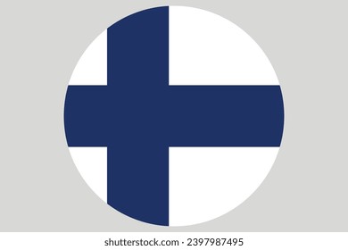 Flag of Finland. Finnish national symbol in official colors. Template icon. Abstract vector background. Round glass light ball, 3D big bubble, sphere.