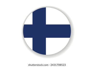 Flag of Finland. Finnish national symbol in official colors. Template icon. Abstract vector background. Round glass light ball, 3D big bubble, sphere.