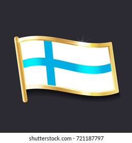flag of  Finland in the form of badge, flat image