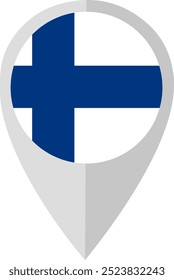 Bandera de Finlandia en el signo de geolocalización, colores nacionales. Ilustración vectorial