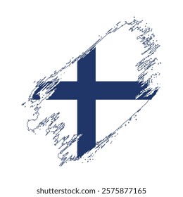 Flag of Finland Grunge Brush Stroke Style Vector