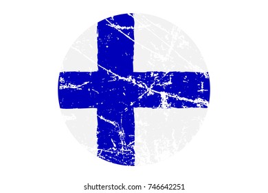 Flag of Finland Grunge Style. Hand Painted with Brush. Vector Illustration.