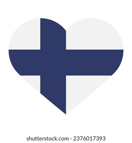 The flag of Finland. Heart-shaped flag icon. Standard color. Heart icon flag. Computer illustration. Digital illustration. Vector illustration.