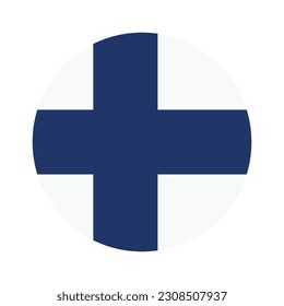 The flag of Finland. Flag icon. Standard color. Round flag. 3d illustration. Computer illustration. Digital illustration. Vector illustration.