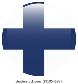 The flag of Finland. Flag icon. Standard color. Round flag. 3d illustration. Computer illustration. Digital illustration. Vector illustration.