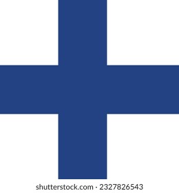 The flag of Finland. Flag icon. Standard color. A square flag. Computer illustration. Digital illustration. Vector illustration.