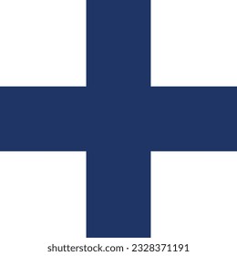 The flag of Finland. Flag icon. Standard color. A square flag. Computer illustration. Digital illustration. Vector illustration.