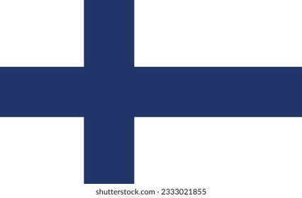 The flag of Finland. Flag icon. Standard color. Standard size. A rectangular flag. Computer illustration. Digital illustration. Vector illustration.