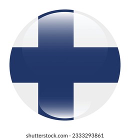The flag of Finland. Flag icon. Standard color. Circle icon flag. 3d illustration. Computer illustration. Digital illustration. Vector illustration.