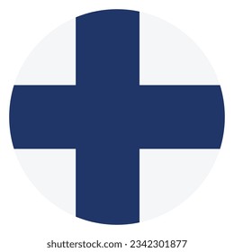 The flag of Finland. Flag icon. Standard color. Circle icon flag. 3d illustration. Computer illustration. Digital illustration. Vector illustration.