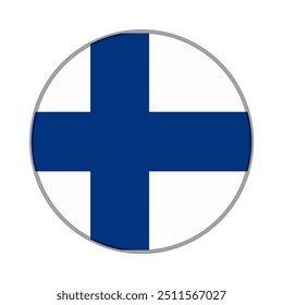 The flag of Finland. Flag icon. Standard color. Round flag. Computer illustration. Digital illustration. Vector illustration.