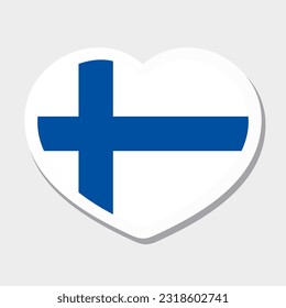 Icono de Bandera de Finlandia. Etiqueta del corazón del vector. Mejor para aplicaciones móviles, interfaz de usuario y diseño web.