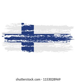 Flag of Finland the illustration vector on a white background, brush stroke Design Elements