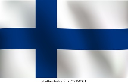 Flag of Finland with a little Waving, Shading & Flag Colors separated layers - Vector Illustration