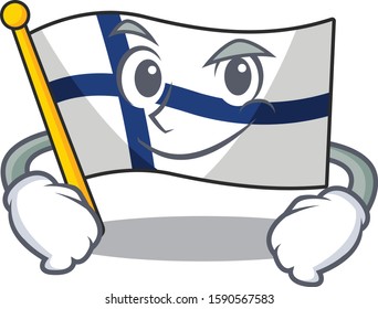 Flag finland mascot cartoon style with Smirking face