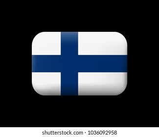 Flag of Finland. Matted Vector Icon and Button. Rectangular Shape with Rounded Corners