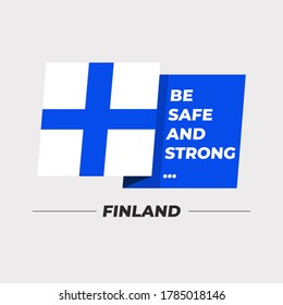 Flag of Finland : National flag icon with encouraging message isolated on light grey background : Vector Illustration