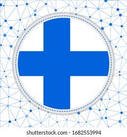 Flag of Finland with network background. Finland sign. Attractive vector illustration.