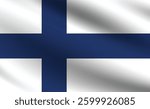 Flag of Finland. Finland flag official colors and proportion digital vector illustration. Wavy flag.