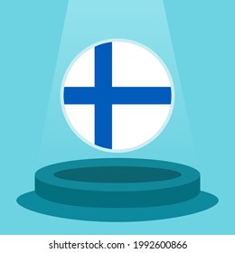 Flag of Finland on the podium. Simple minimalist flat design style. Ready to use for the football event etc.