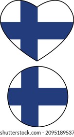 Flag of Finland on white background. Finland Flag Heart sign. flat style. 