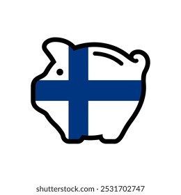 Bandera de Finlandia, ícono de la hucha, símbolo de Vector.