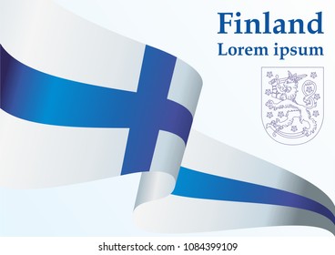 Flag of Finland, Republic of Finland. Bright, colorful vector illustration
