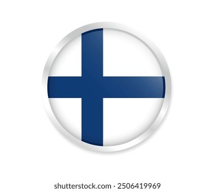 Bandera de Finlandia. Bandera redonda. Icono de la bandera. Logotipo de la bandera del círculo Ilustración vectorial EPS