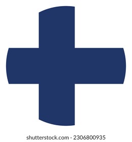 The flag of Finland. Round flag. Flag icon. Standard color. Computer illustration. Digital illustration. Vector illustration.