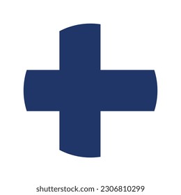 The flag of Finland. Round flag. Flag icon. Standard color. Computer illustration. Digital illustration. Vector illustration.